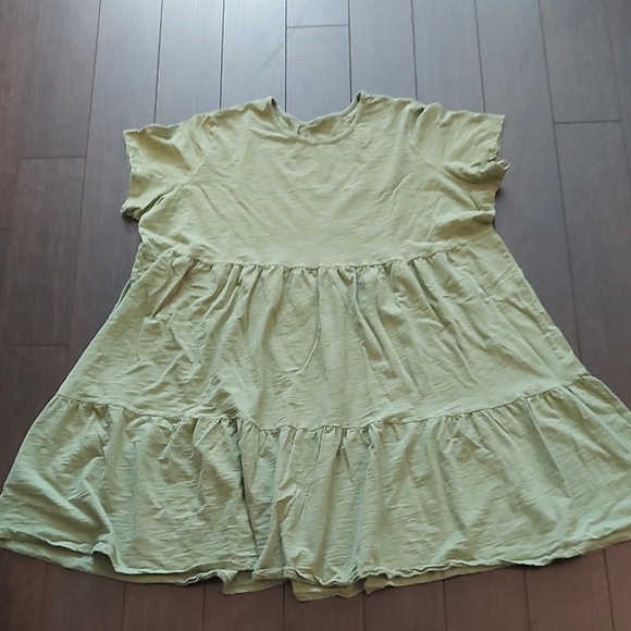 Light Green Swing Tiered Mini Dress - Picture 1 of 2